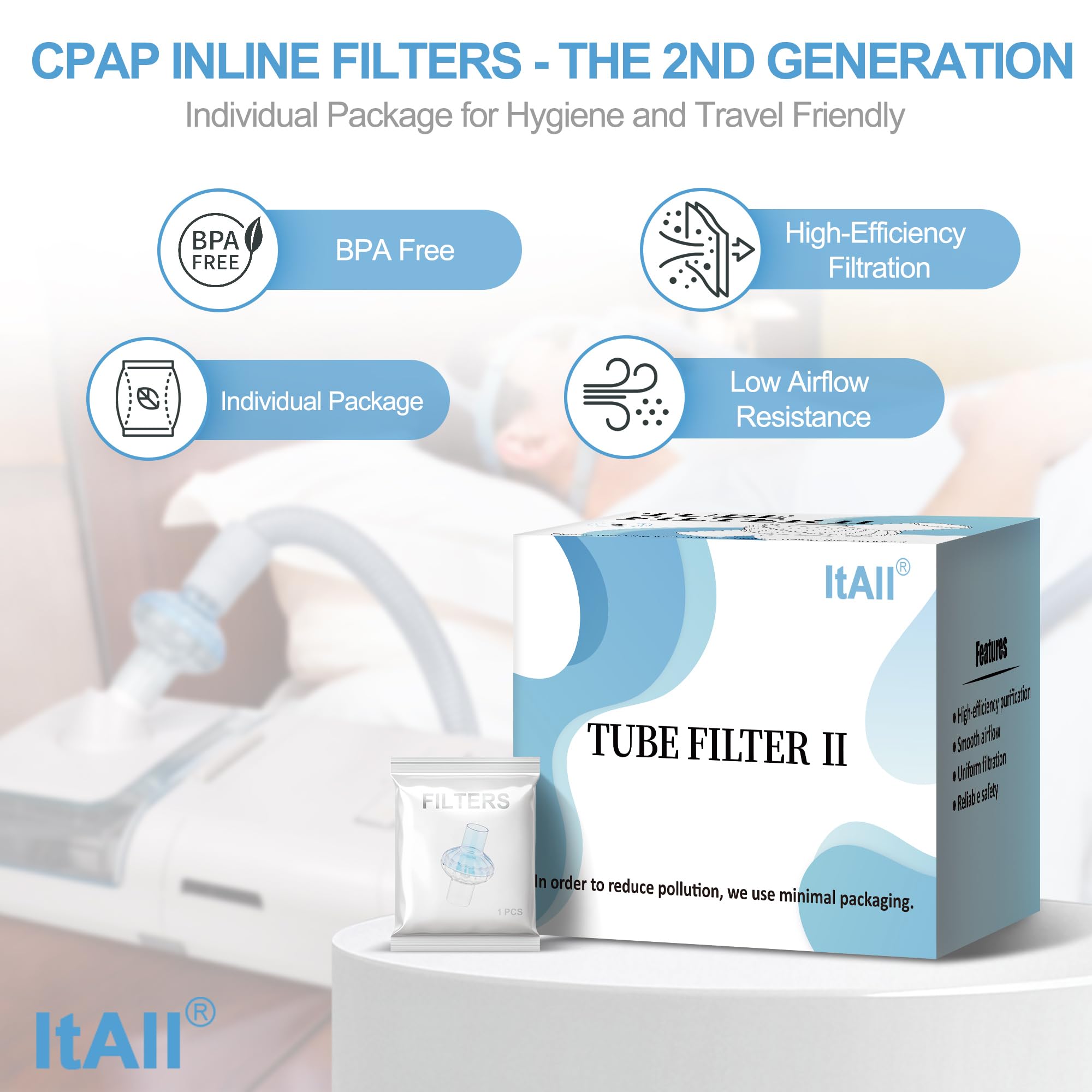 ItAll ensemble six filtres CPAP pour utilisation à long terme.