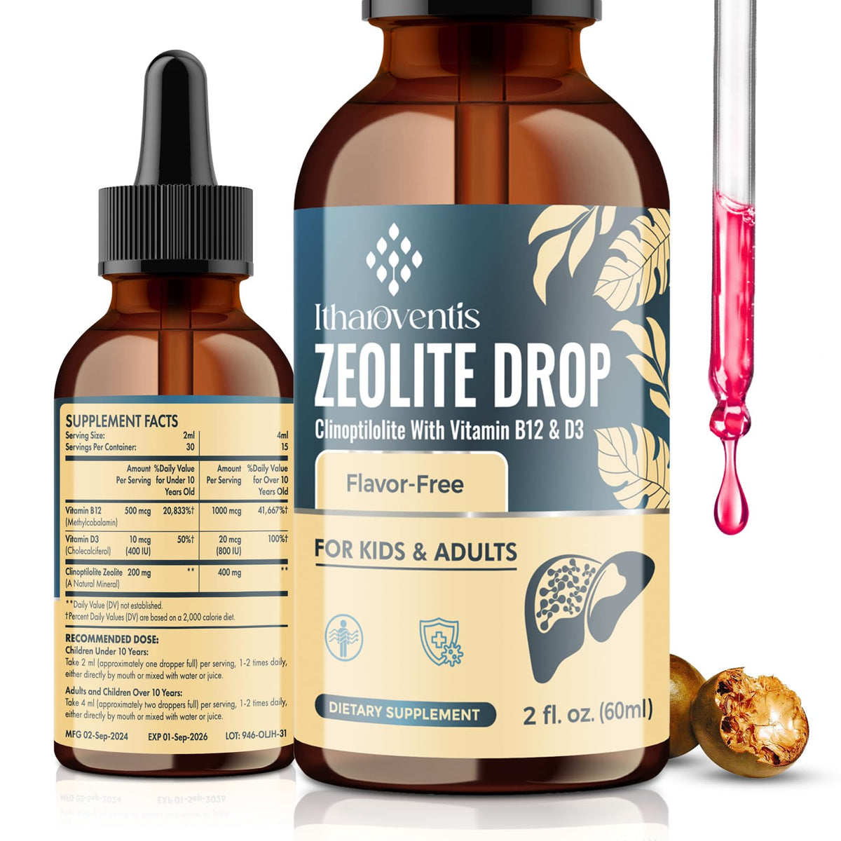 Gouttes Itharoventis Zeolite – flacon pratique pour la supplémentation familiale.