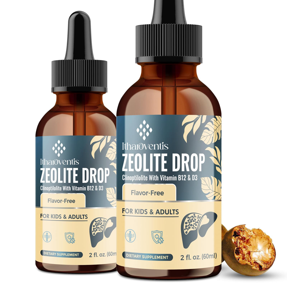 Bouteille Itharoventis, gouttes de zéolite, soutien quotidien pour la famille.