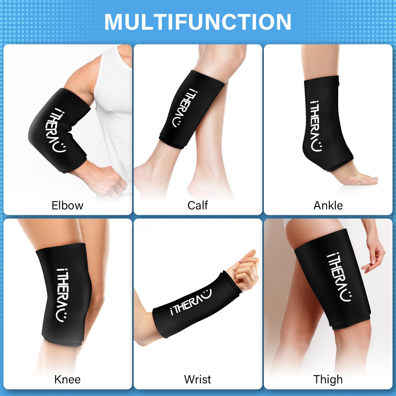 I-THERA-U genou: gel chaud réutilisable pour relaxation musculaire et récupération.