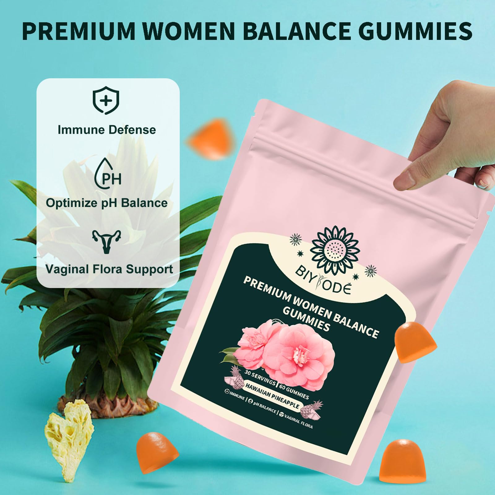 Itiban bonbons gélifiés ananas macro: gros plan sur les bonbons colorés et vitaminés.
