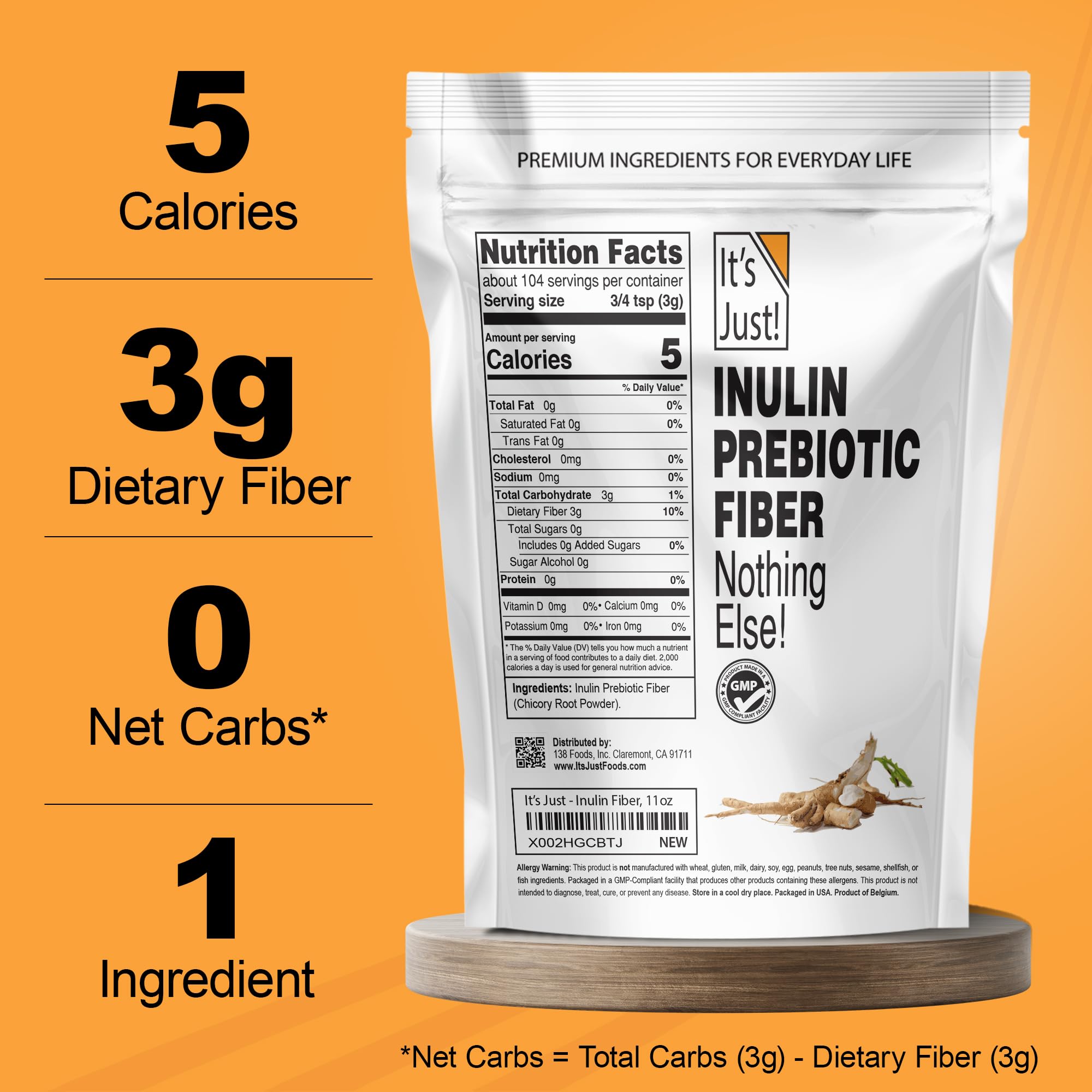 Its Just! Inuline prébiotique, poudre chicorée – produit belge de qualité.