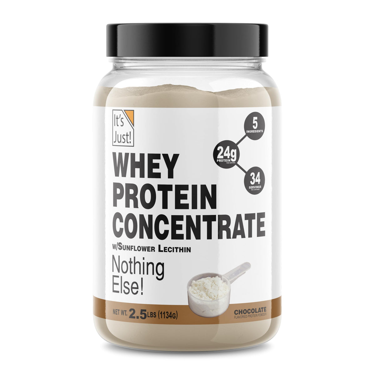 Its Just! protéine whey concentrée en boîte, emballage sûr et pratique.