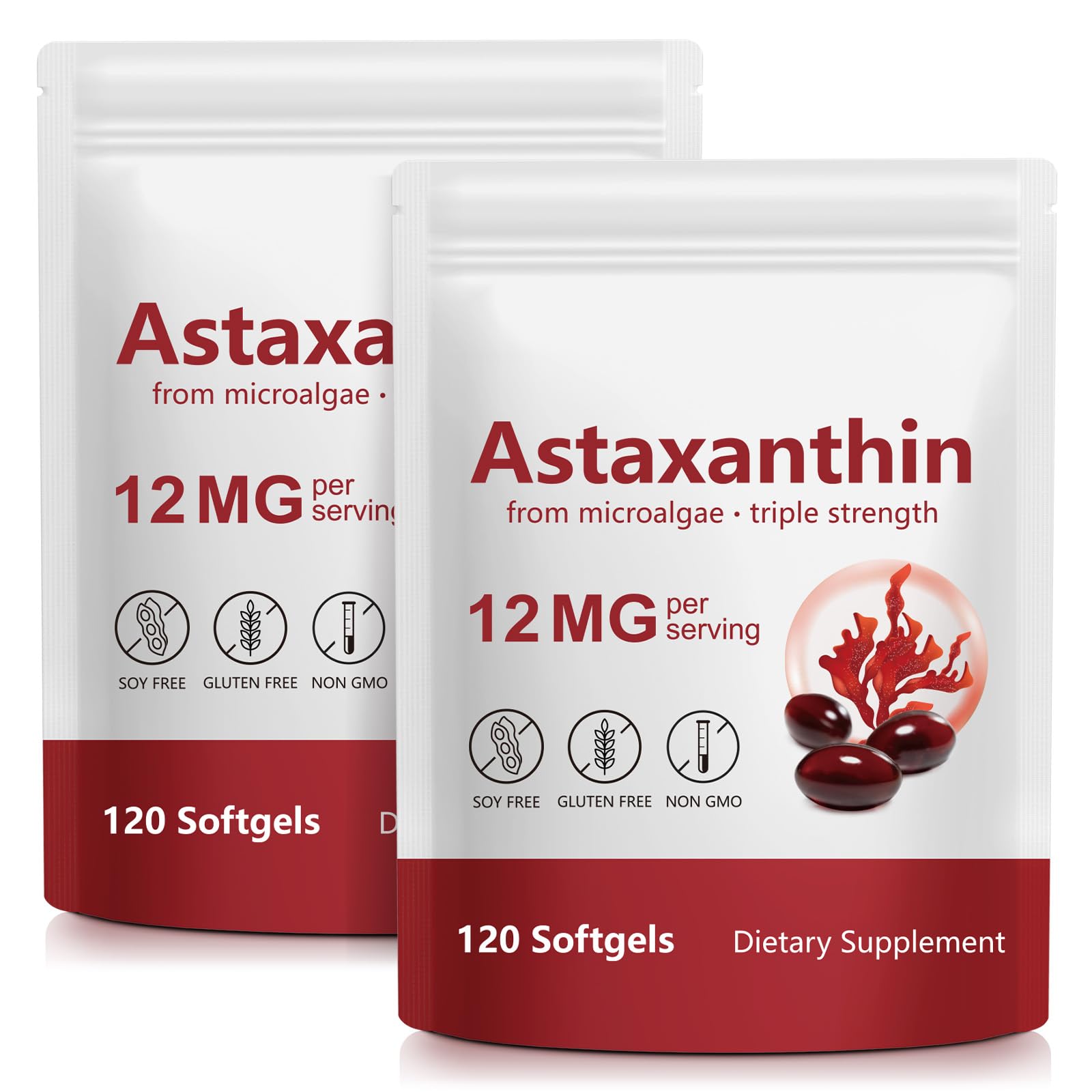 ITSDAWN Astaxanthine 12mg bouteille: soutien potentiel à la peau et à la vitalité.