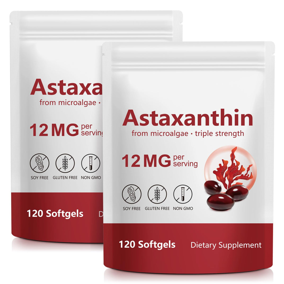 ITSDAWN Astaxanthine 12mg bouteille: soutien potentiel à la peau et à la vitalité.