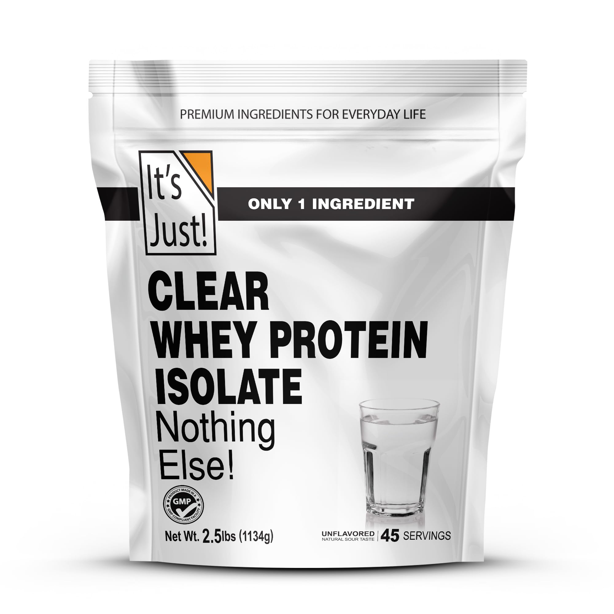Its Just! Isolat de lactosérum clair en bouteille, pratique après entraînement pour un apport protéique personnalisé.