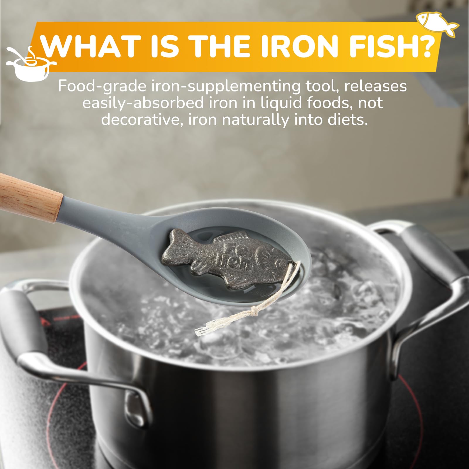 IUFQOZG poisson-fer-eau-cuisson, intégration simple dans l’eau de cuisson pour un apport en fer.