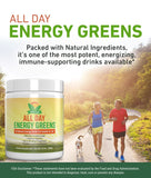IVL All Day Energy Greens poudre verte prête à être intégrée dans un smoothie.