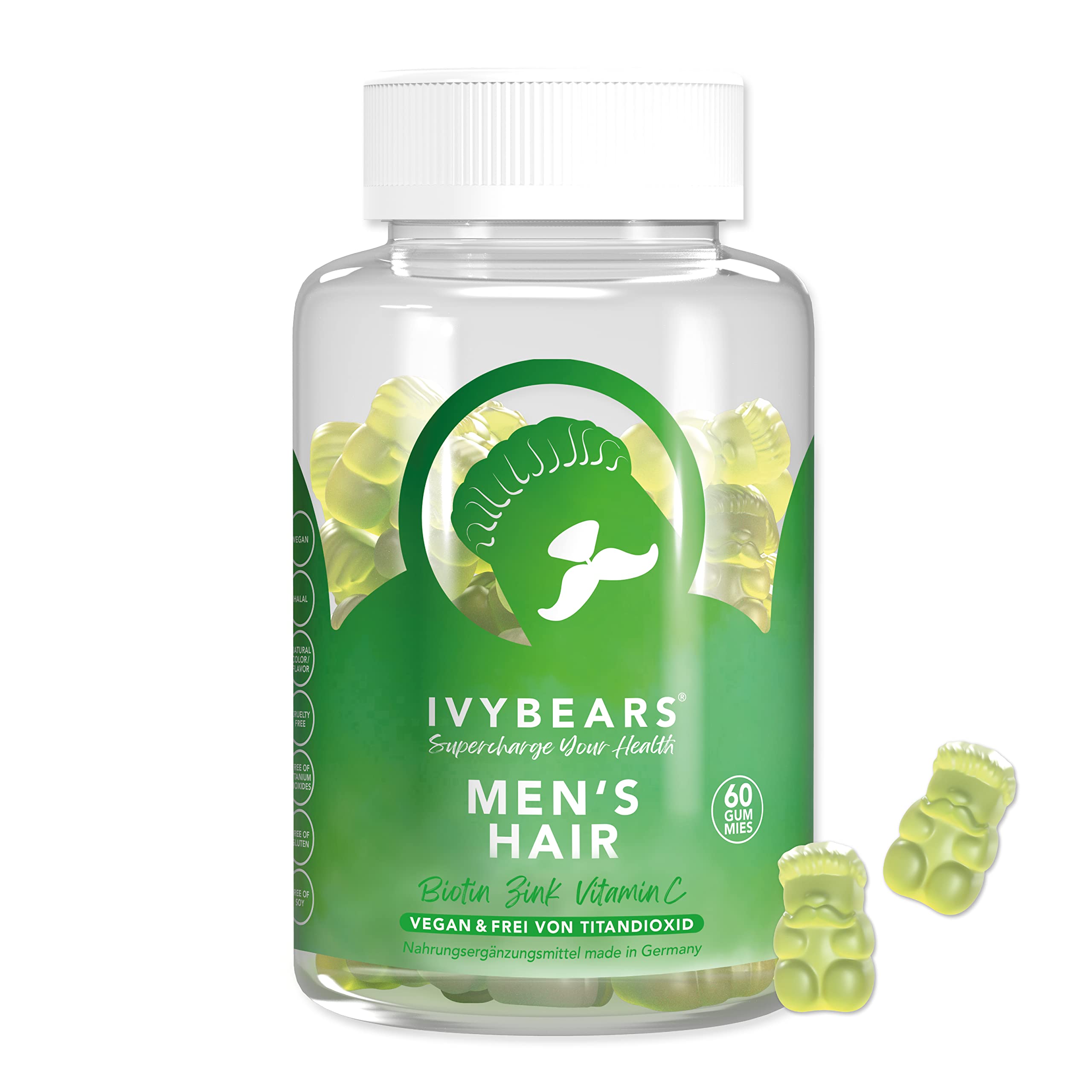 Gommes IvyBears pour cheveux brillants présentées en bouteille pratique