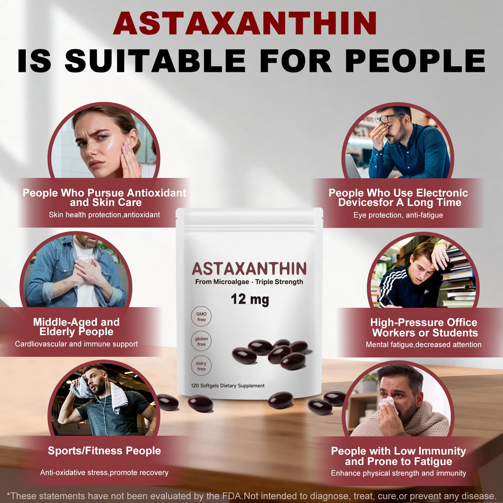 Dosage quotidien simple IZHXE Astaxanthine pris avec un repas.