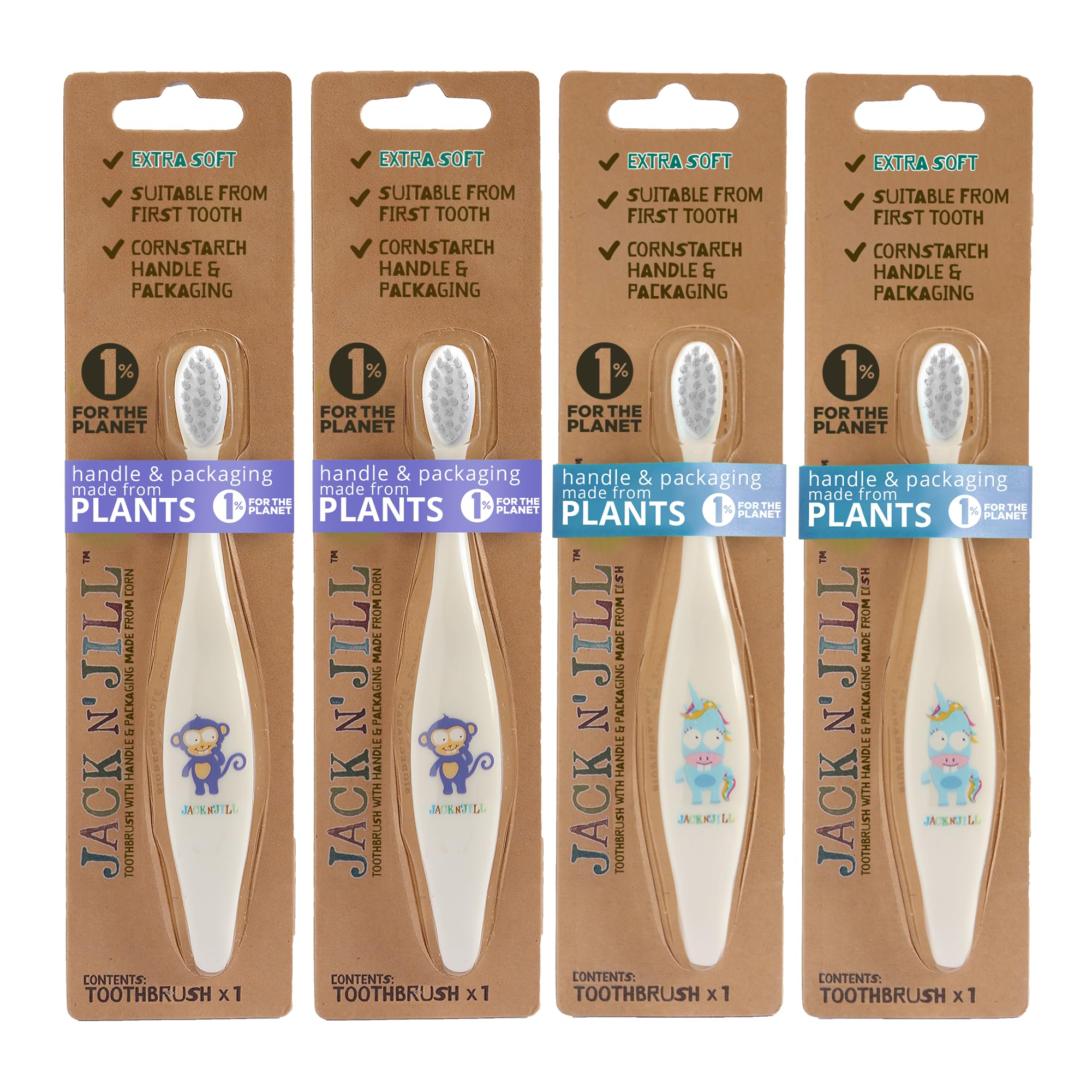 Brosse JACK N' JILL pour enfants avec personnages, rend le brossage ludique.