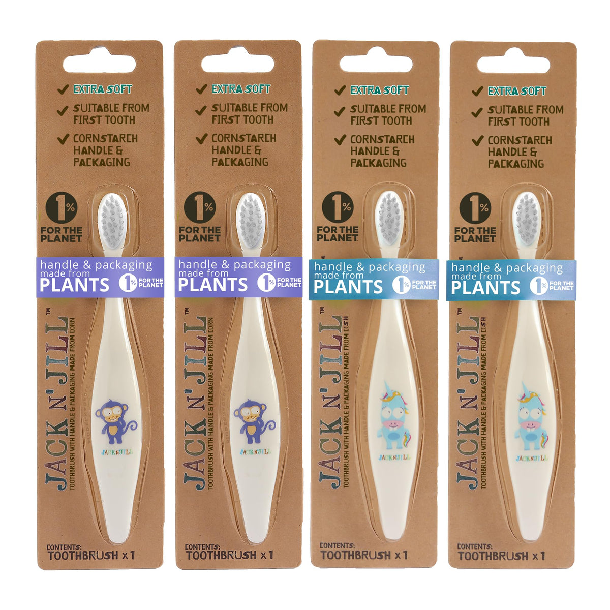 Brosse JACK N' JILL pour enfants avec personnages, rend le brossage ludique.