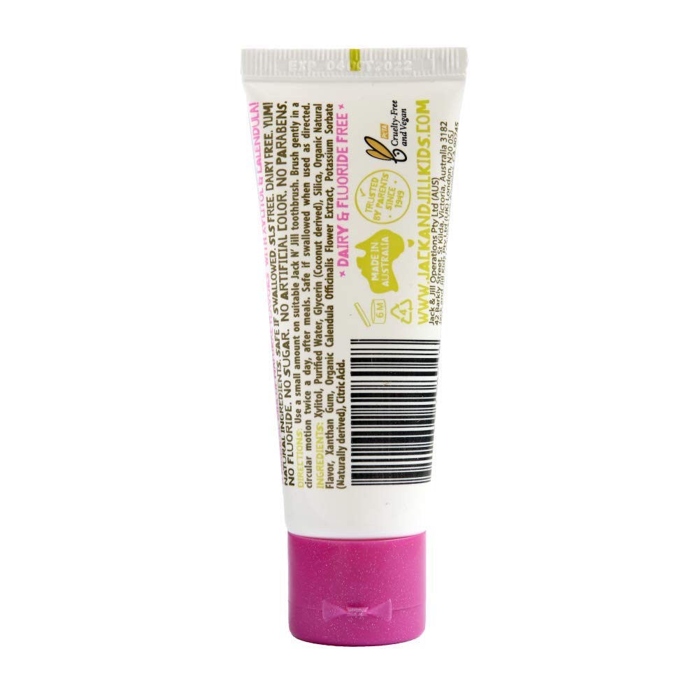 Dentifrice Jack N' Jill saveur Baies et Crème en tube, goût agréable pour les enfants.