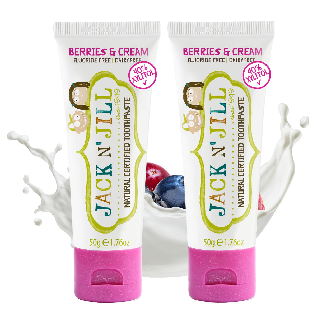 Jack N' Jill dentifrice enfant baies creme sans fluor pour douceur naturelle.
