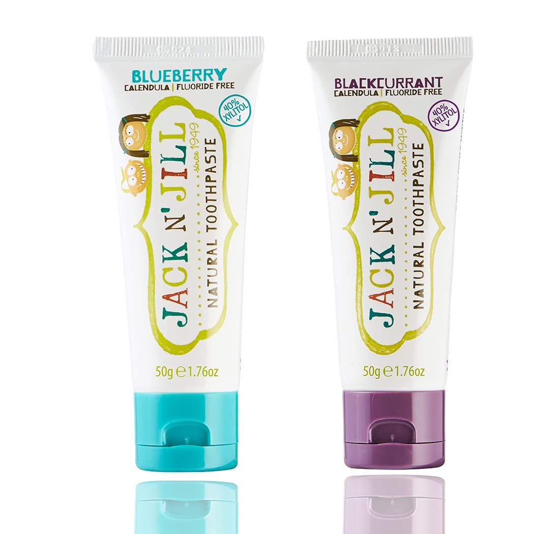 Jack N' Jill dentifrice enfant goût myrtille-cassis, pack 2, pour un brossage agréable.