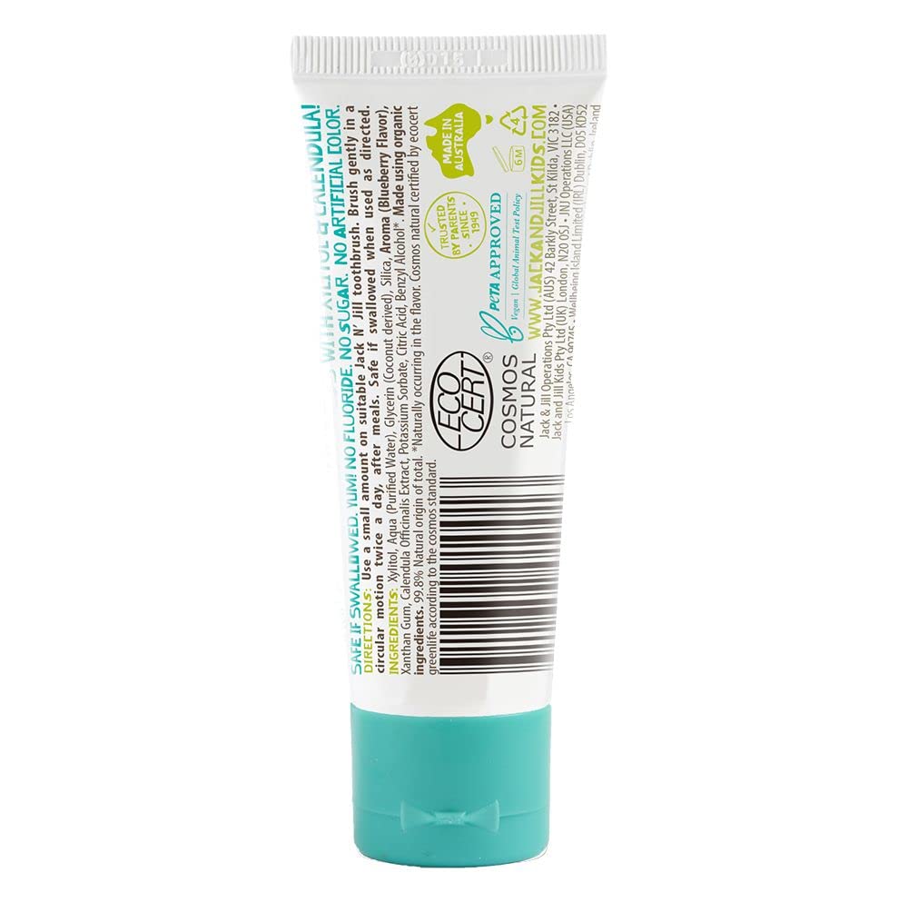 Jack N' Jill dentifrice enfant sans fluor, formule naturelle et sûre.