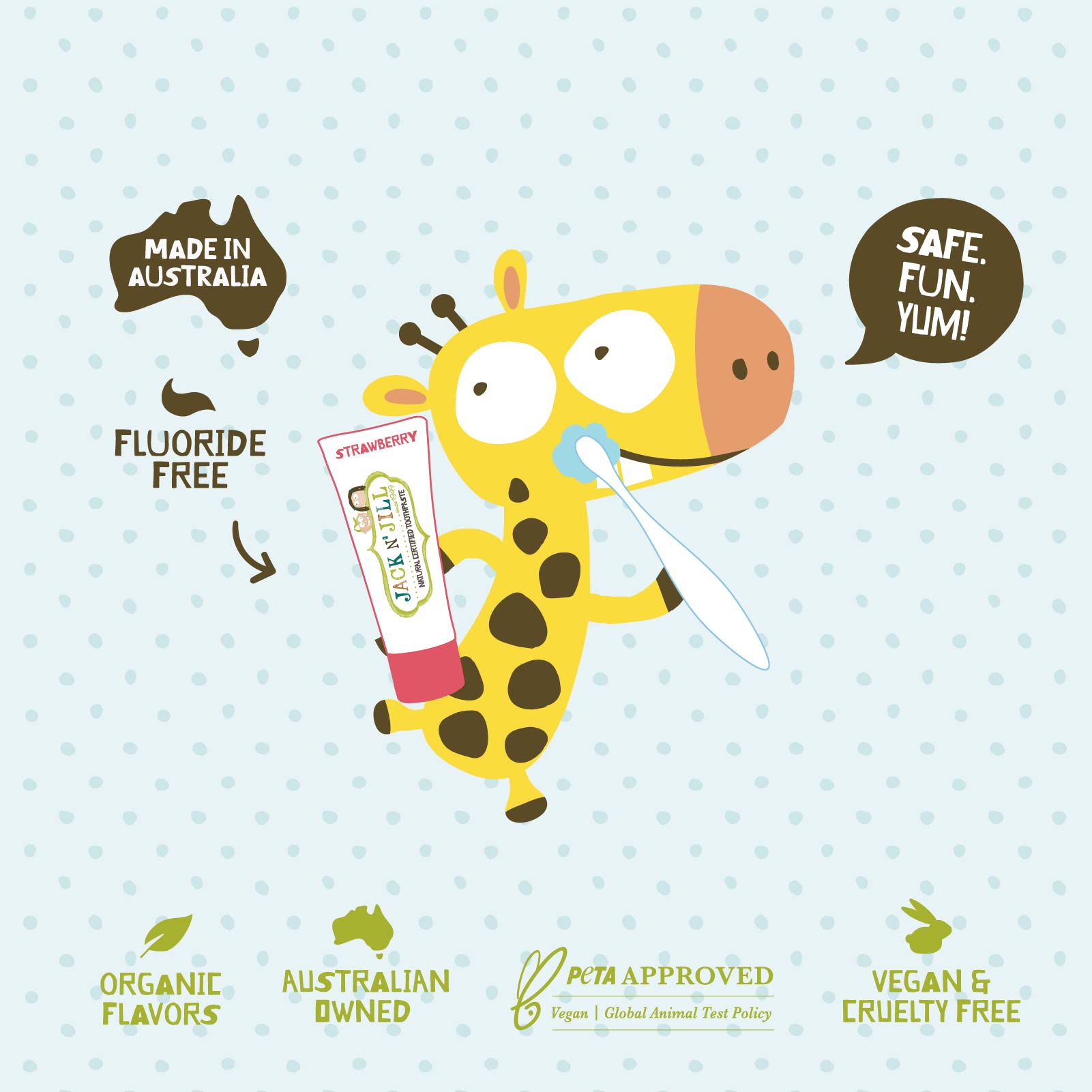 Jack N' Jill dentifrice enfant sans sucre et sans colorants artificiels.