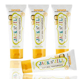 Jack N' Jill dentifrice naturel bébé banane, emballage pratique et sûr.