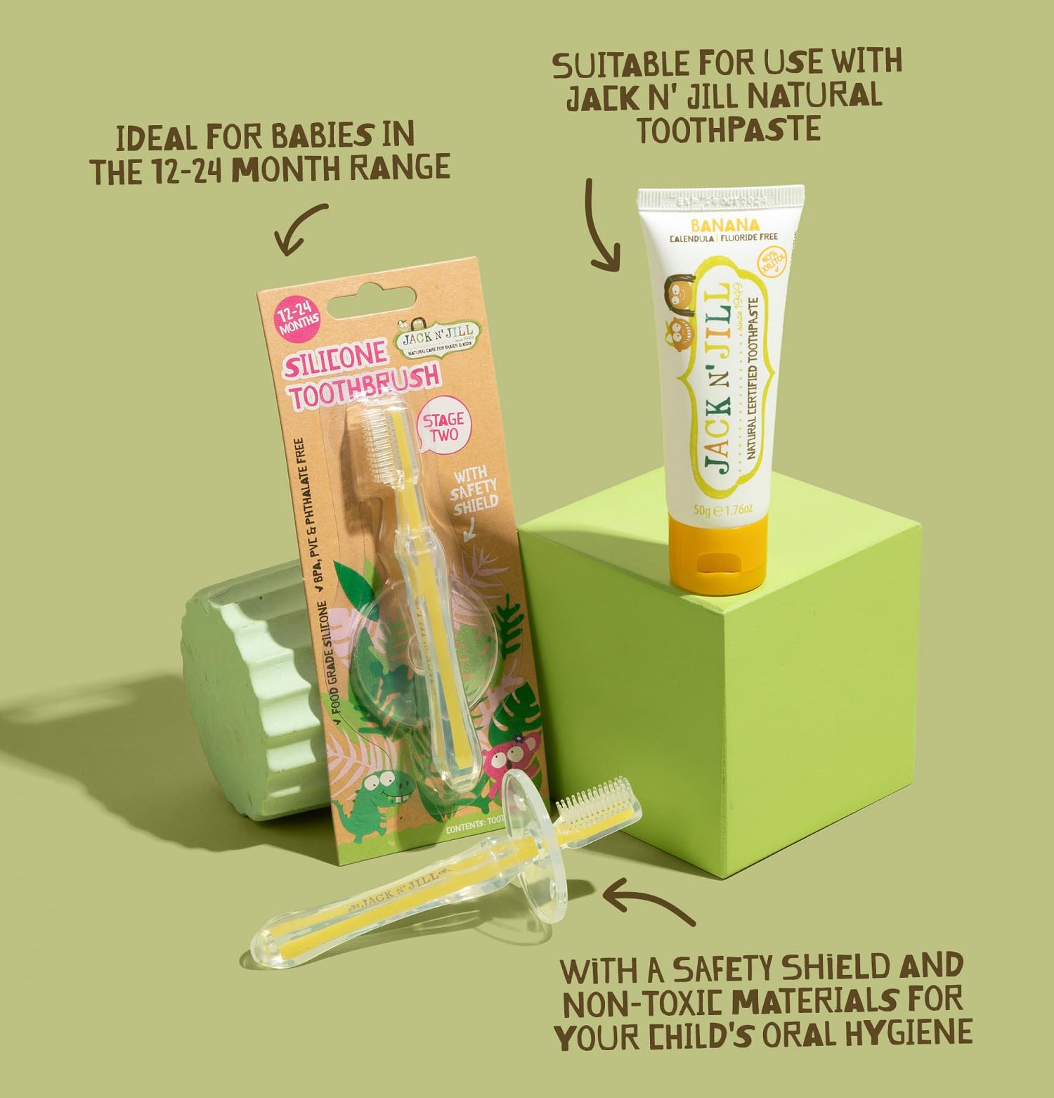 Jack N' Jill Étape 2, hypoallergenique — brosse naturelle adaptée à la peau fragile.
