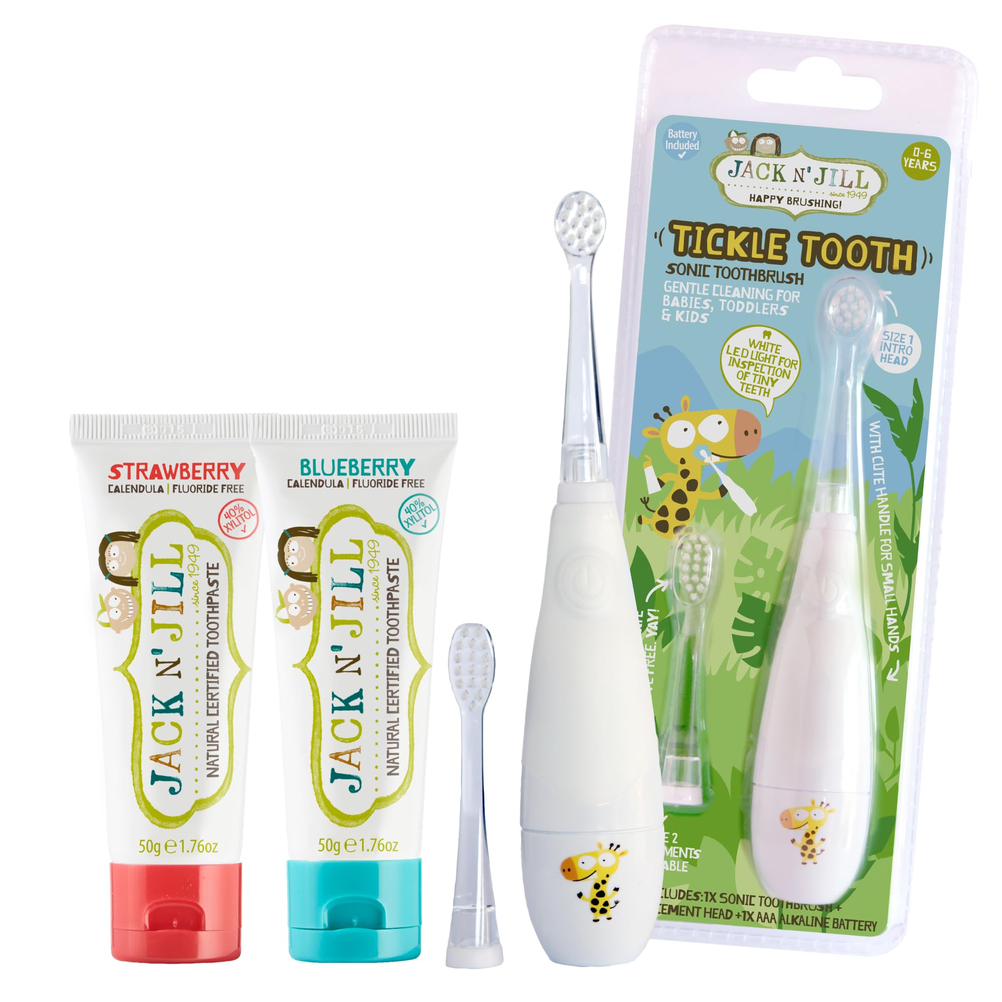 Jack N' Jill Tickle, brosse dents enfant, douceur pour petites gencives et brossage agréable.