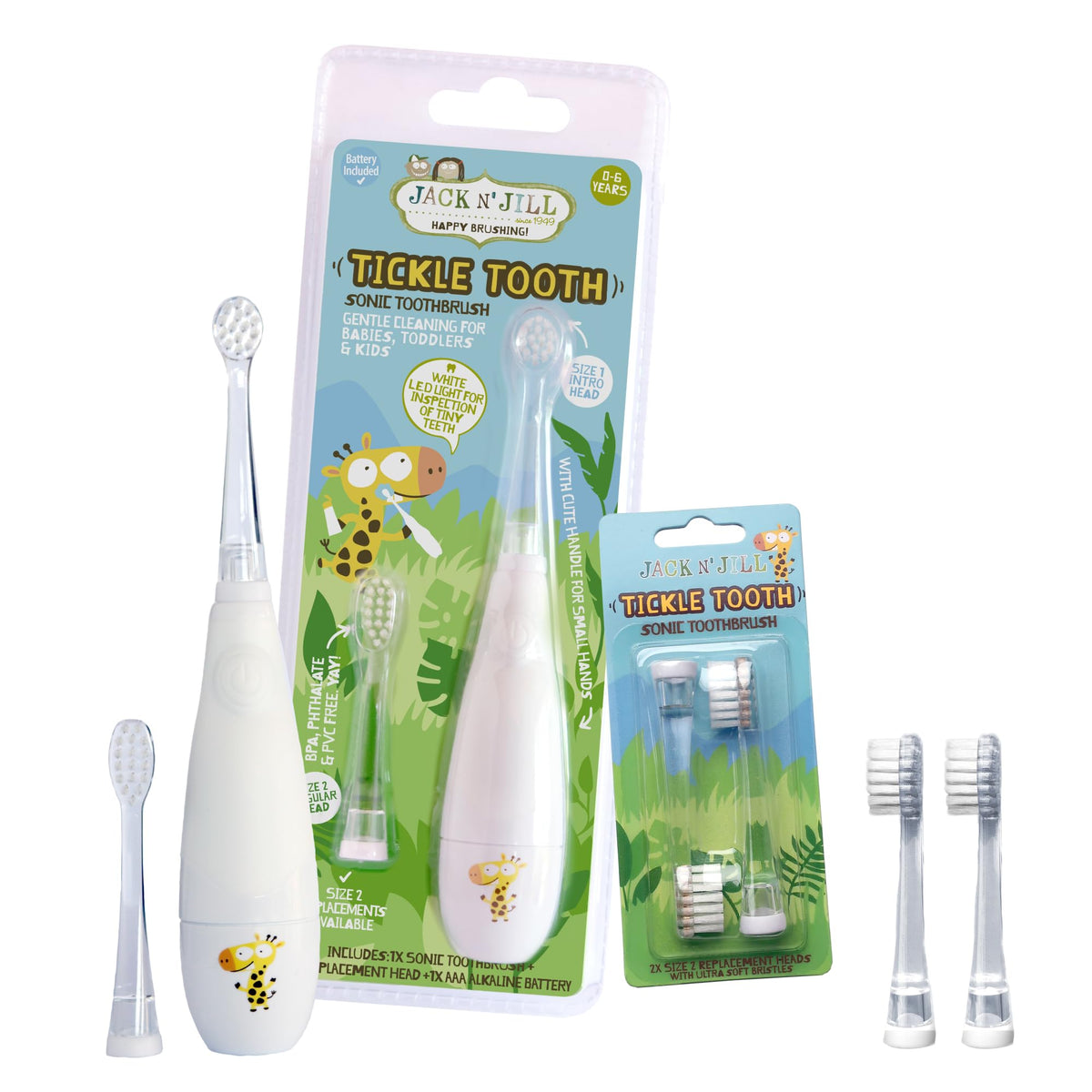 Jack N' Jill Tickle Tooth avec lumière LED pour inspection des petites dents.