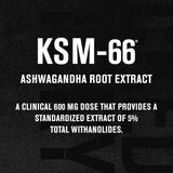Jacked Factory Ashwagandha — Astragin pour absorption améliorée potentielle.