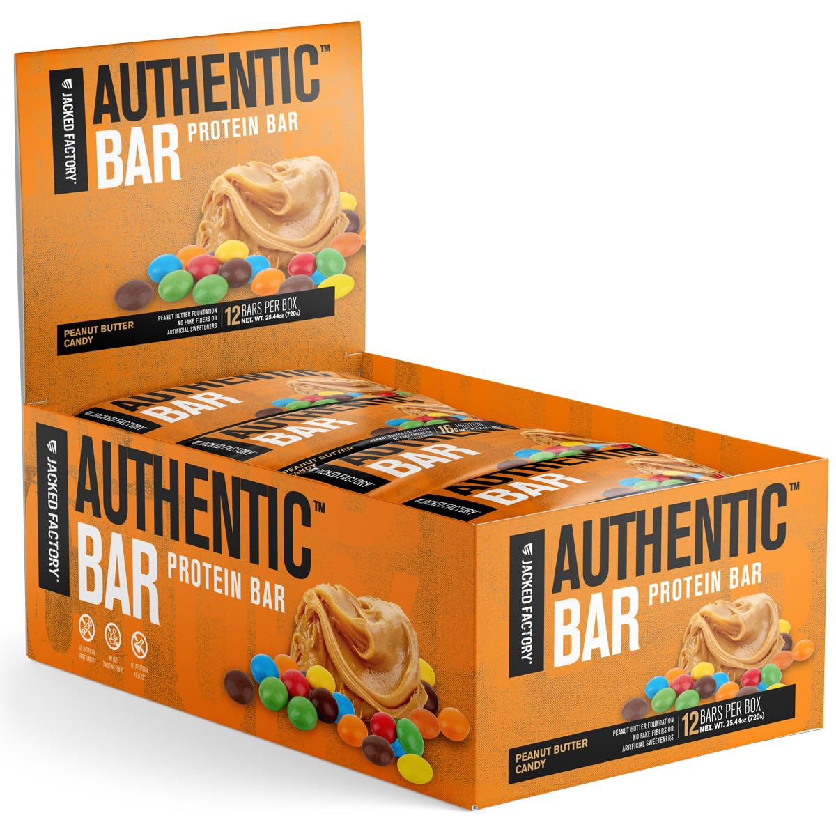Barre protéinée Jacked Factory au cacahuète et miel, encas rapide.