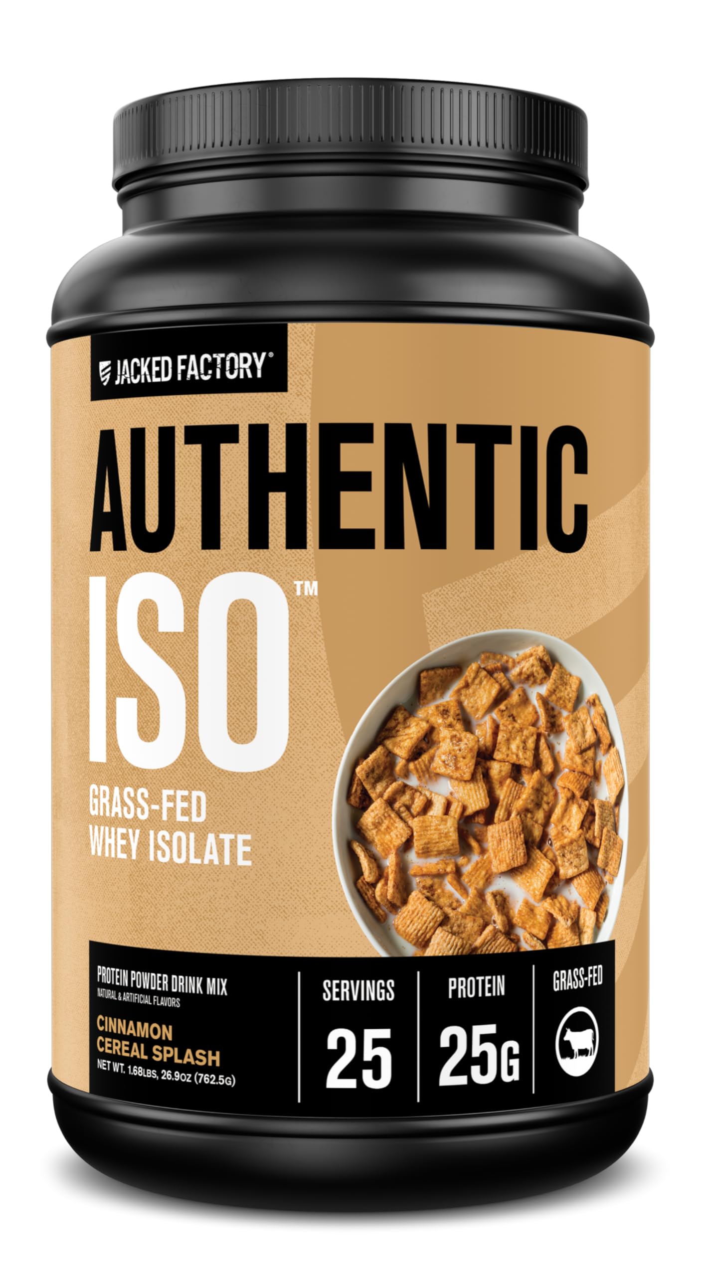 Jacked Factory Authentic ISO en bouteille, goût Cannelle Céréales Splash, récupération après entraînement.