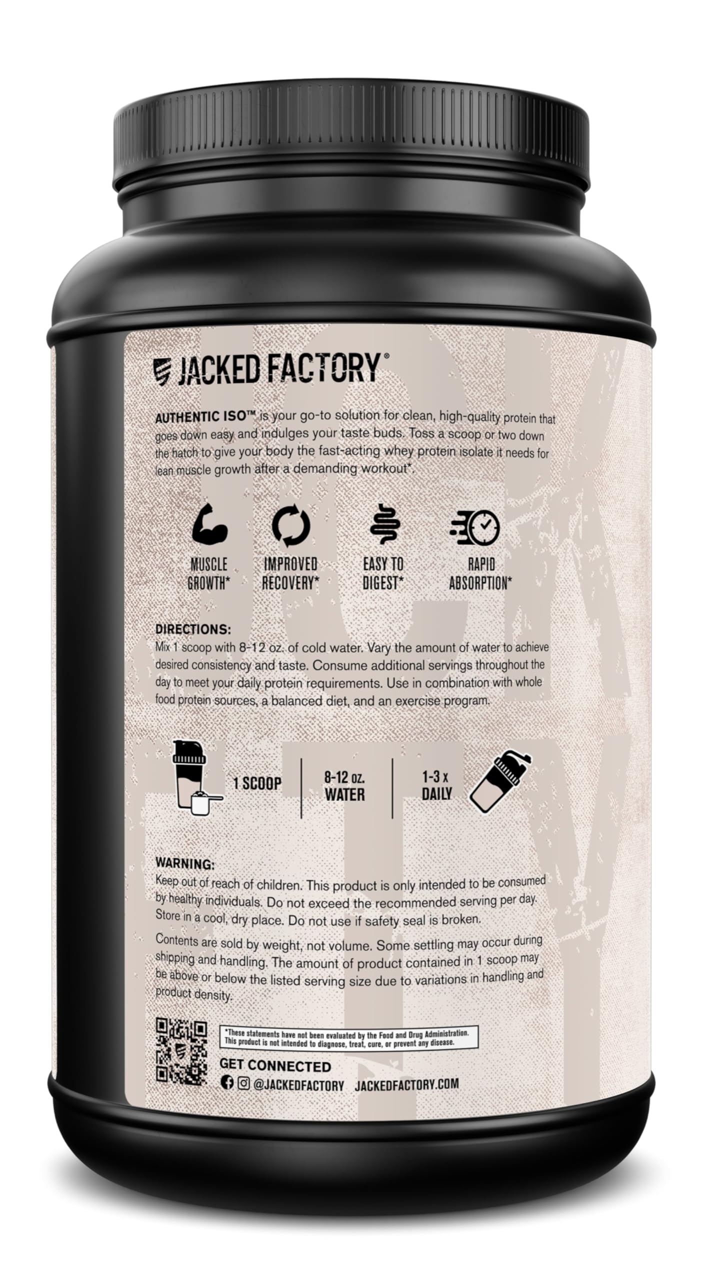 Jacked Factory Authentic ISO – sans sucre ni graisse, protéine propre.