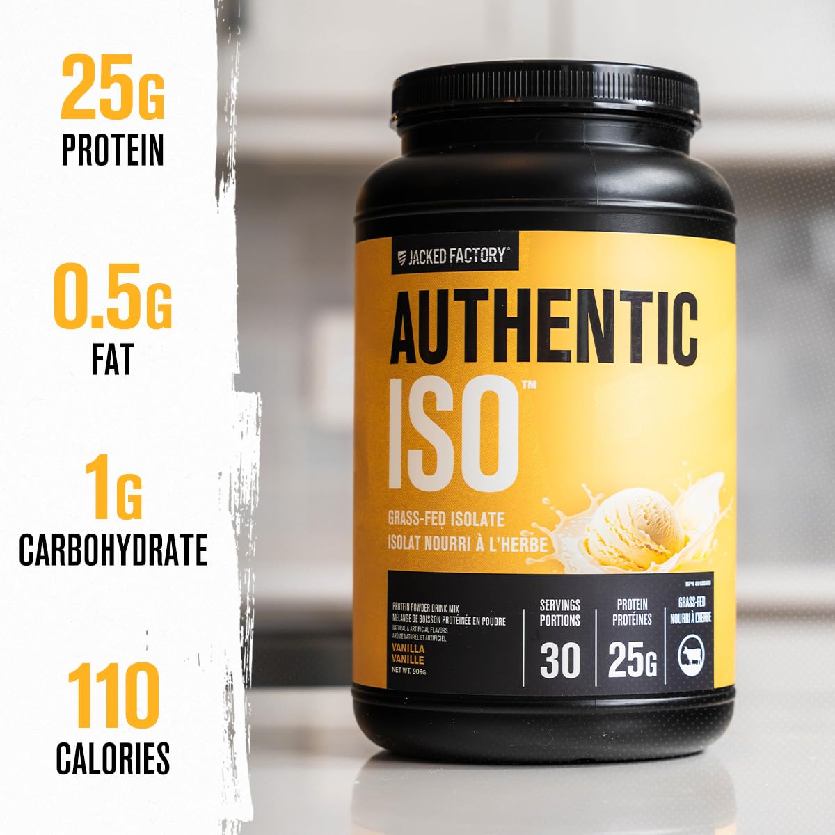 Jacked Factory Authentic ISO Whey Isolat protéine maigre pour récupération potentielle.