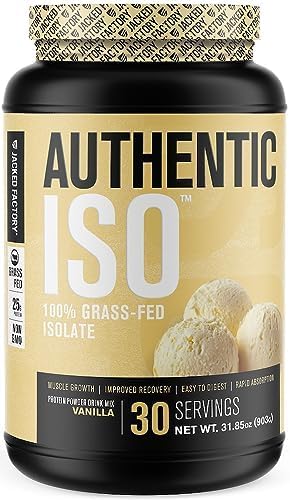 Jacked Factory Authentic ISO Whey Isolat vanille, boîte et goût agréable.