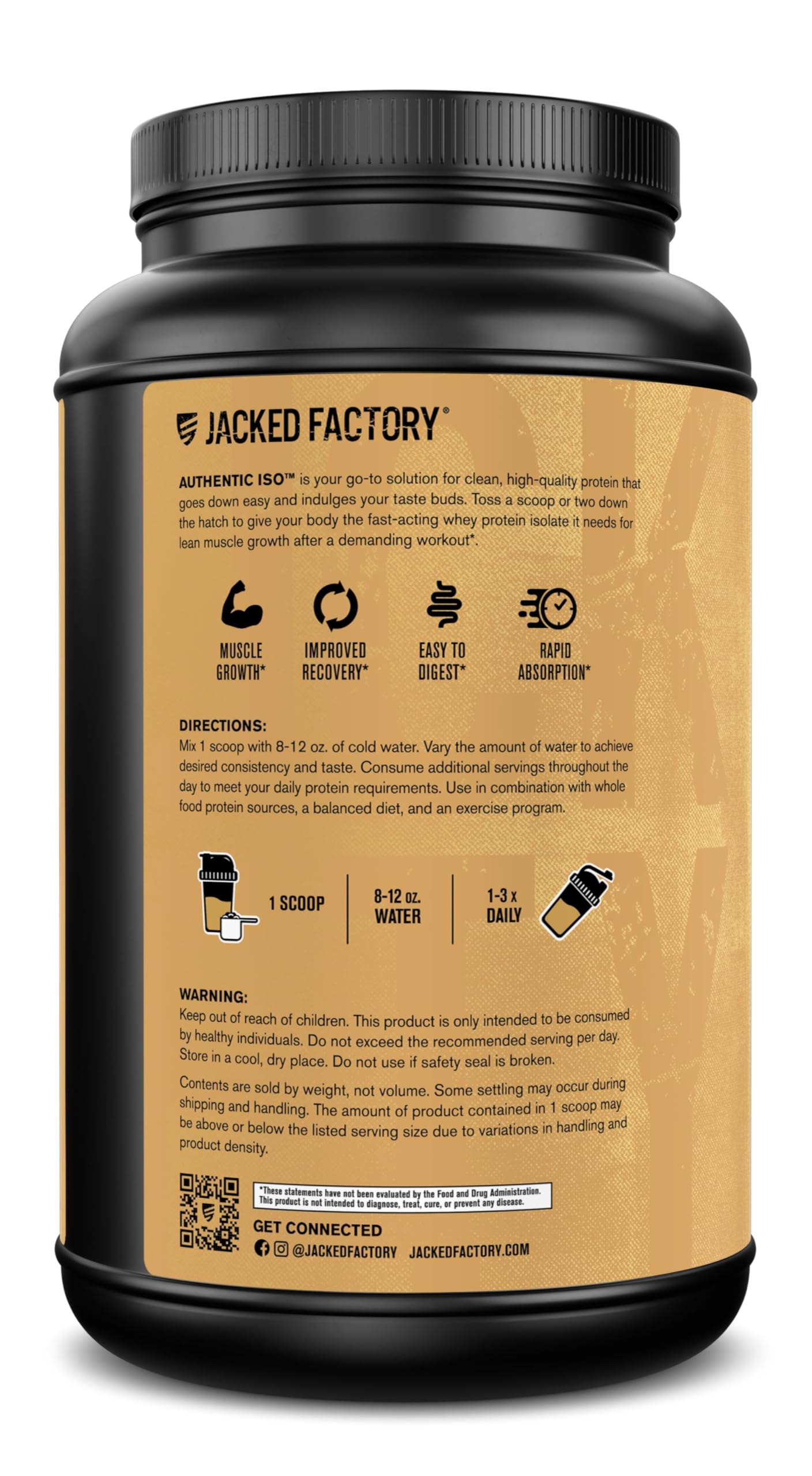 Jacked Factory Authentic ISO, saveur vanille avoine, plaisir quotidien.