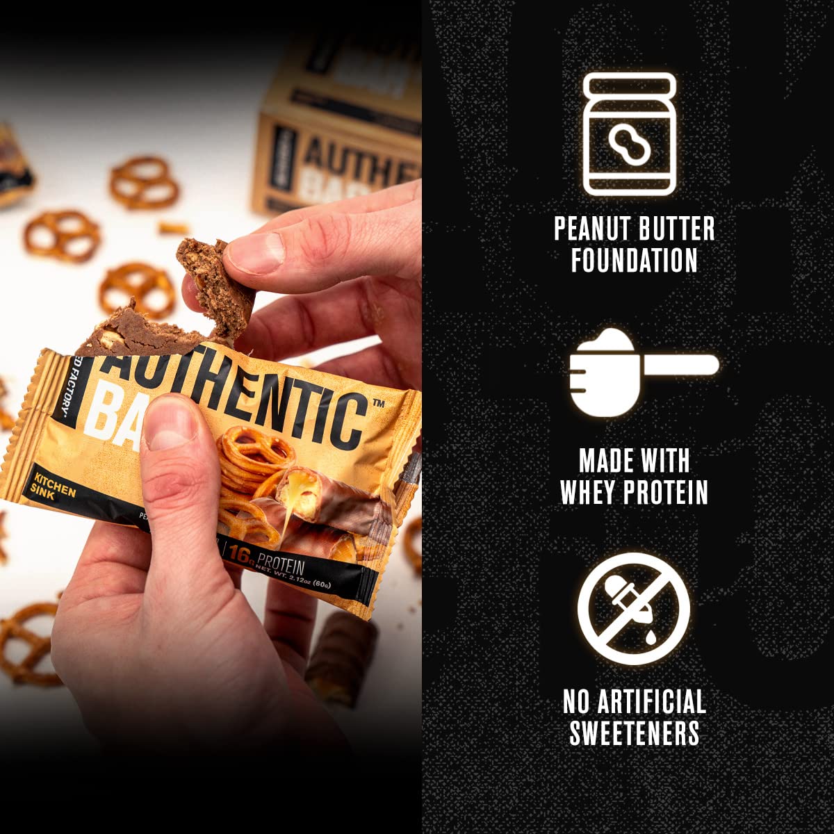 Barre protéinée Jacked Factory sans sucres artificiels: goût naturel et digestion légère.