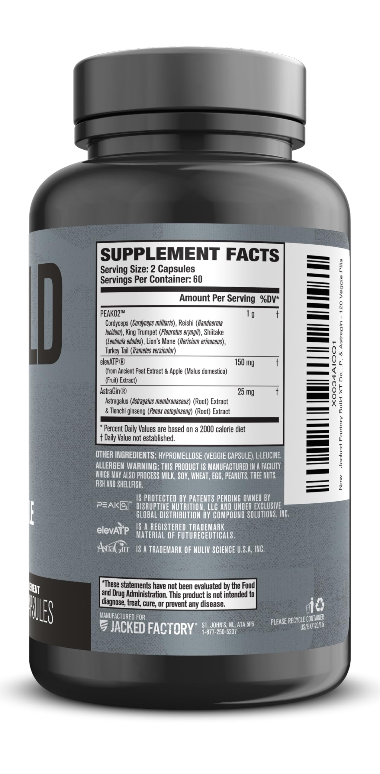 Jacked Factory Build-XT – Certification cGMP, fabrication rigoureuse.
