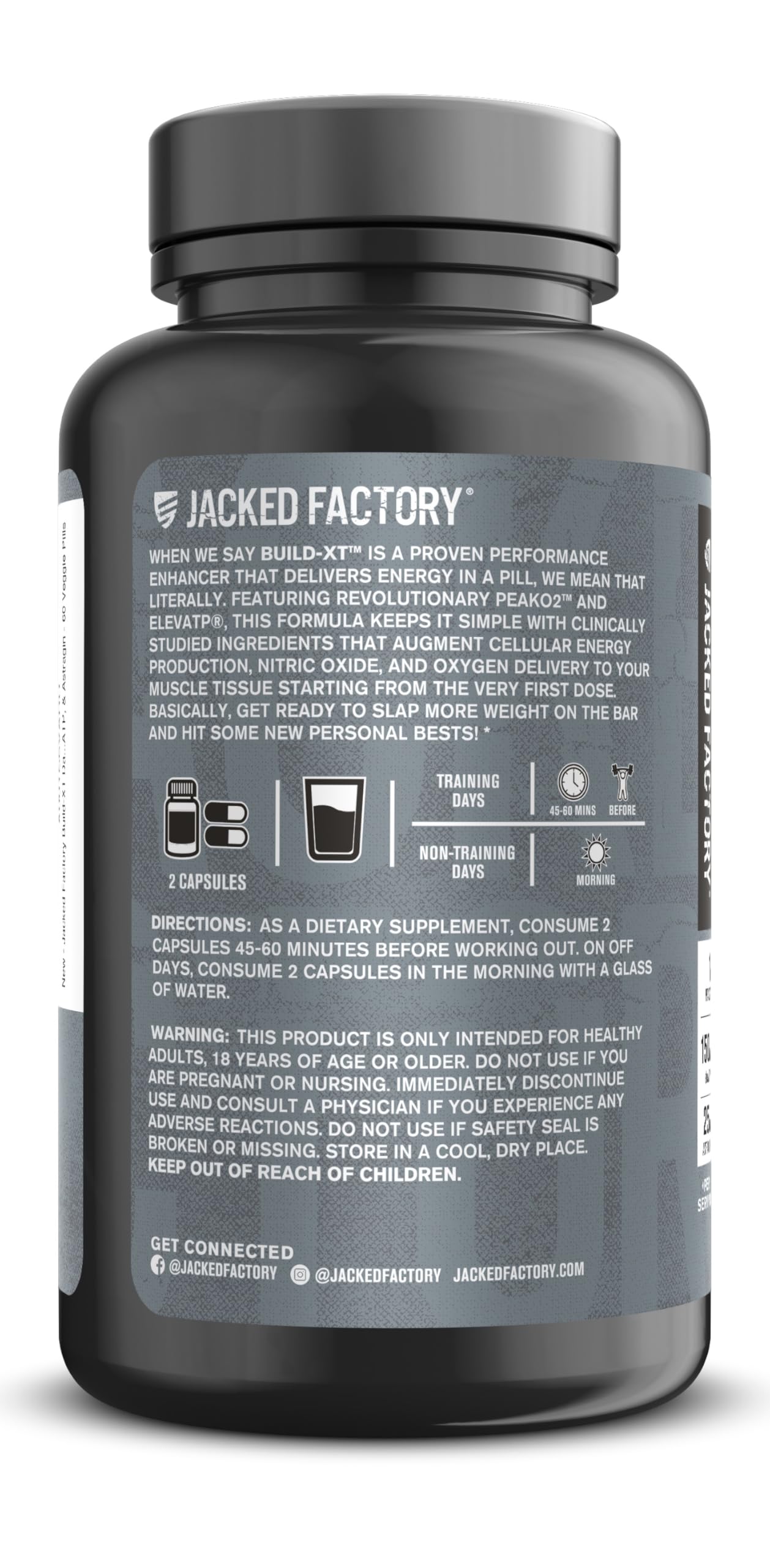 Jacked Factory Build-XT Pilules véganes faciles à intégrer dans la routine.