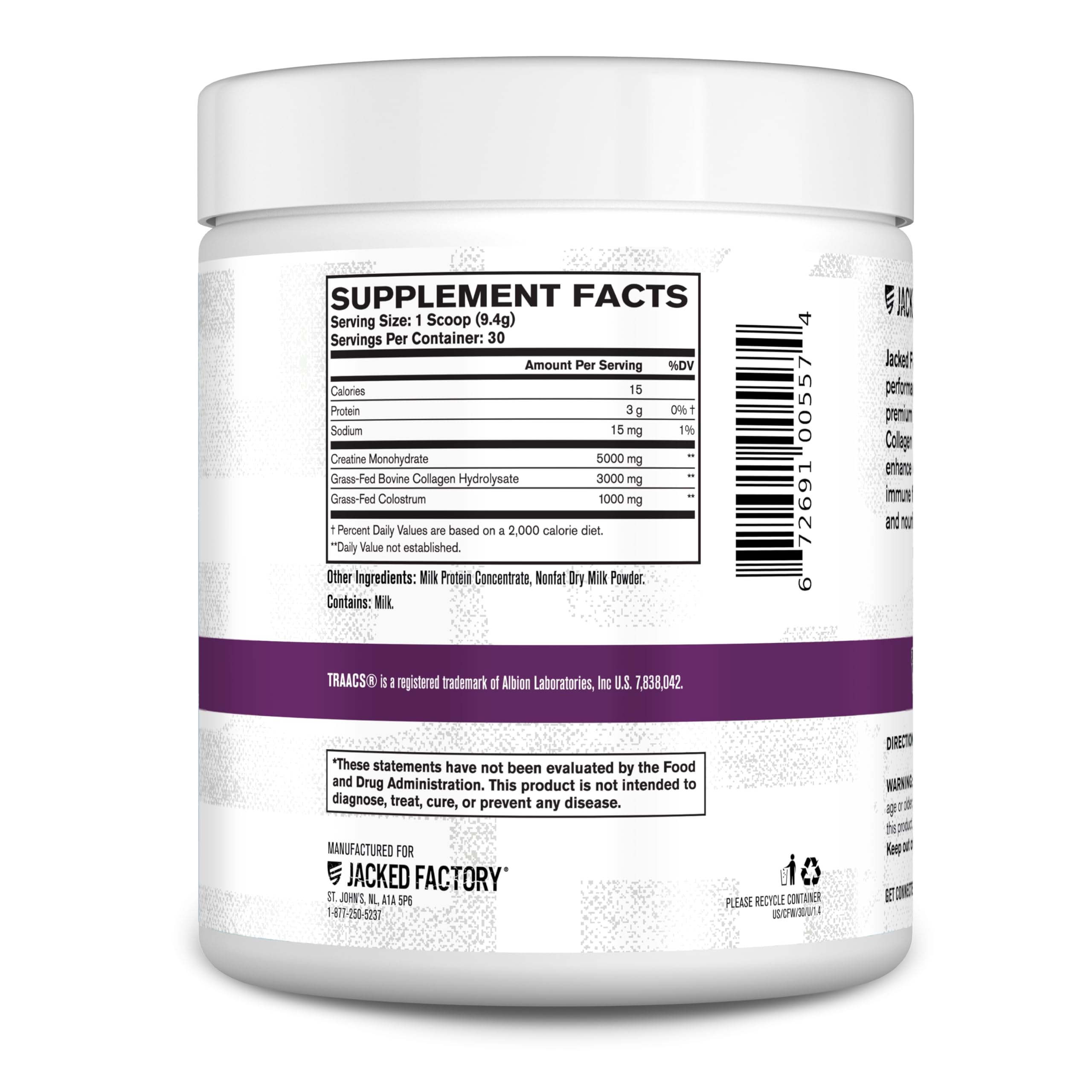 Jacked Factory Créatine pour Femmes – emballage compact et pratique pour la salle de sport.
