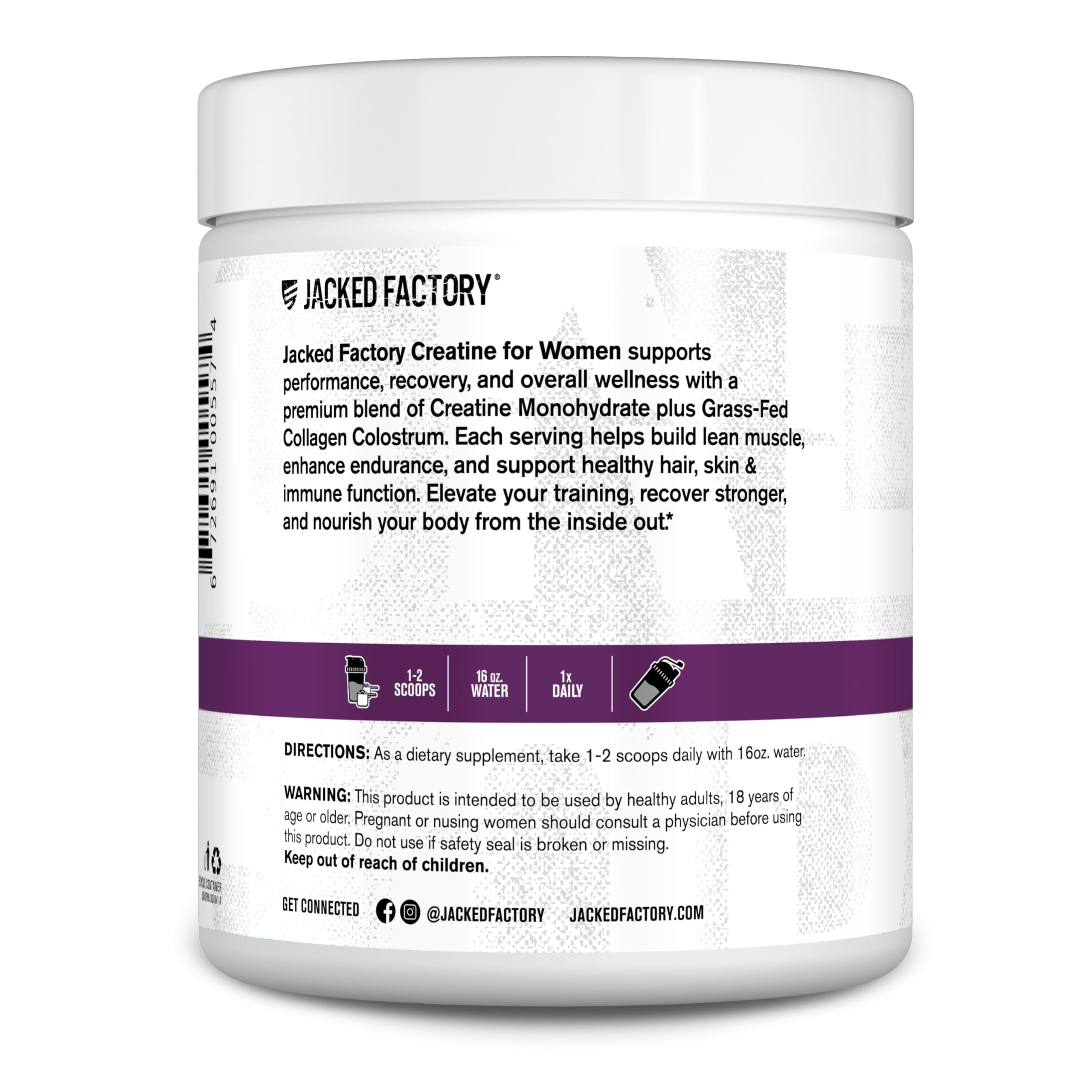 Jacked Factory Créatine pour Femmes – texture fine et dissolution aisée dans le liquide.