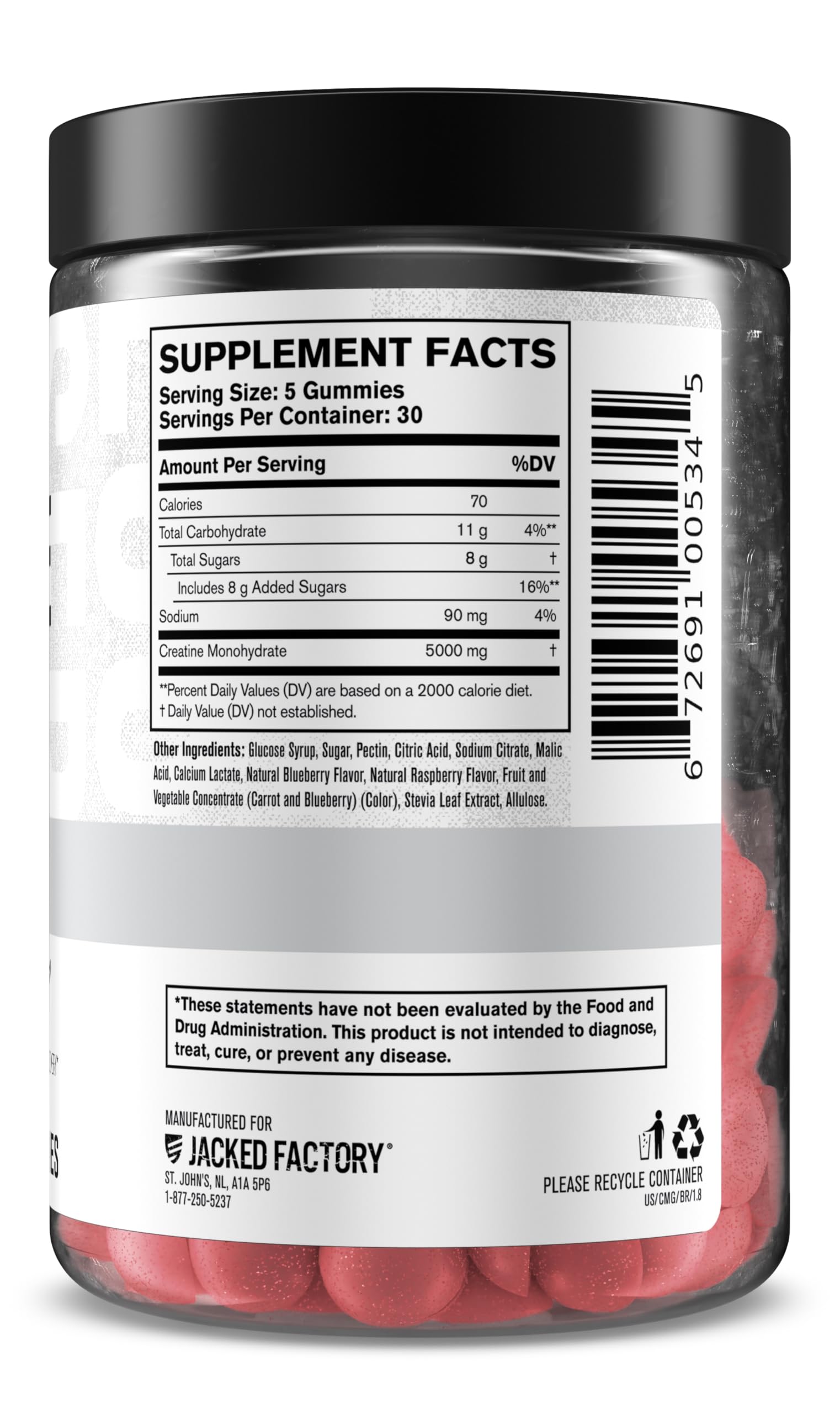 Compatibilité des gommes Jacked Factory Creatine avec protéines et pré-entraînement.