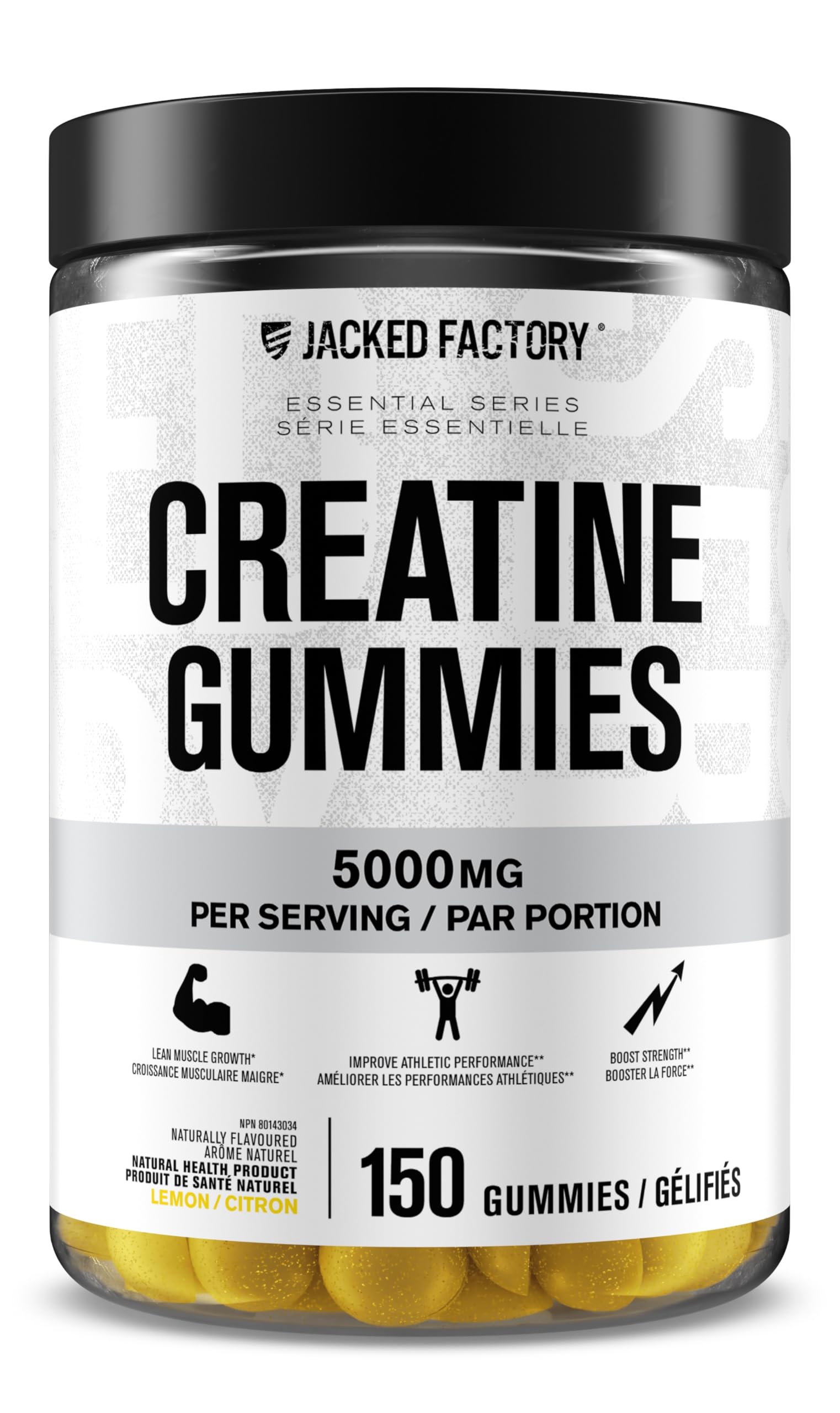 Gommes de créatine Jacked Factory,-dose quotidienne de 5 g, pratique en déplacement