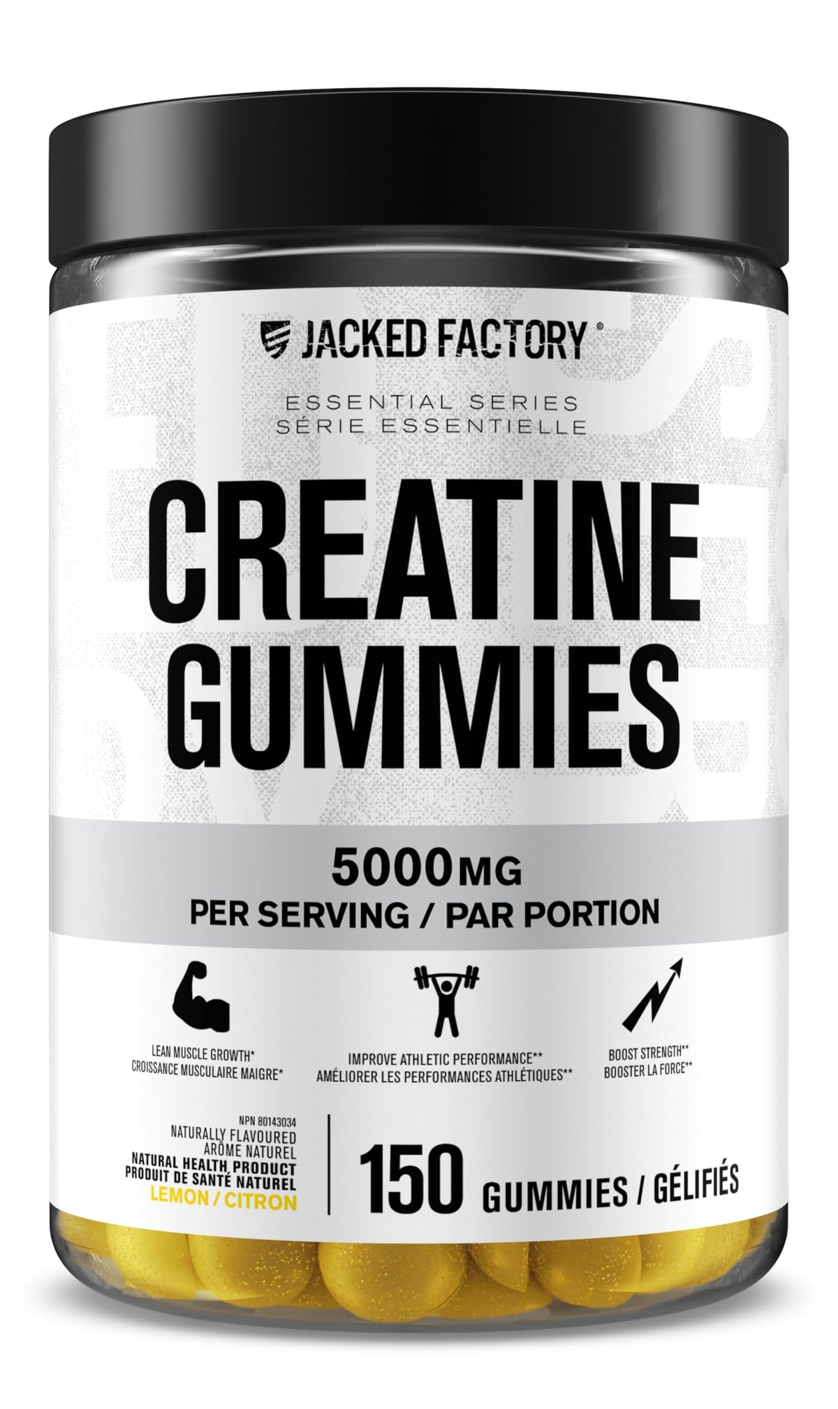 Gommes de créatine Jacked Factory,-dose quotidienne de 5 g, pratique en déplacement