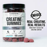 Dose quotidienne de Jacked Factory Creatine Gummies avec cinq gommes.