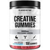 Jacked Factory Creatine Gummies emballage bleu et rouge, format pratique.