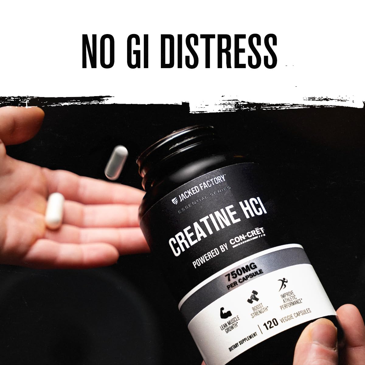 Utilisation quotidienne des capsules Creatine HCl, parfait pour l'entraînement régulier.