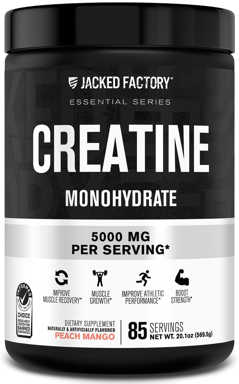 Jacked Factory Creatine Monohydrate en poudre 425 g prête à mélanger