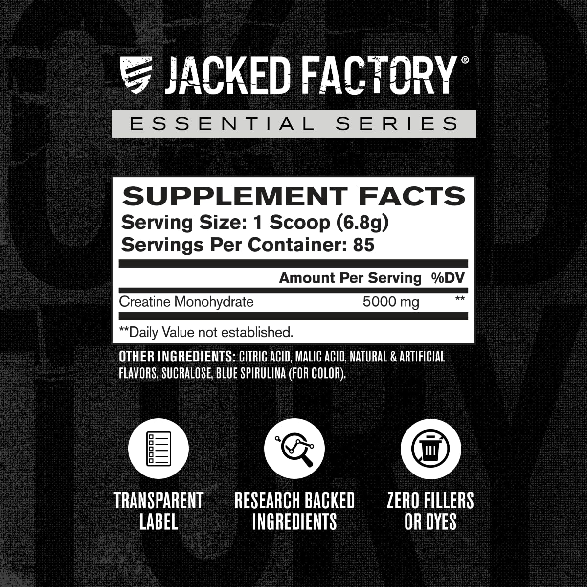 Jacked Factory Creatine Monohydrate – arôme framboise bleue pour une dégustation agréable