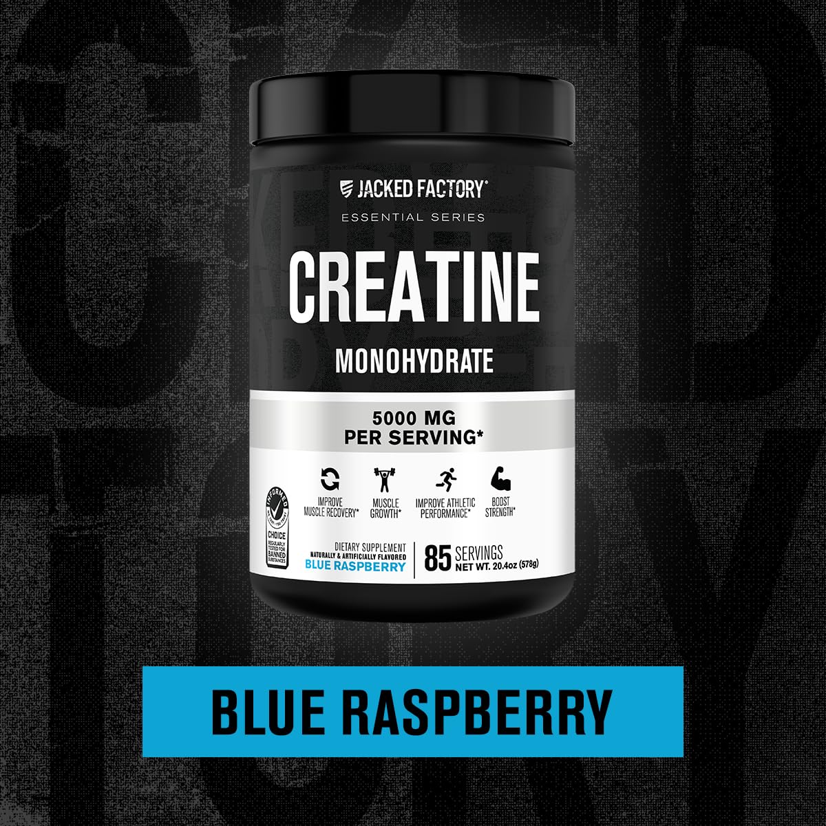 Jacked Factory Creatine Monohydrate – mélange rapide dans l'eau ou jus pour énergie d'entraînement