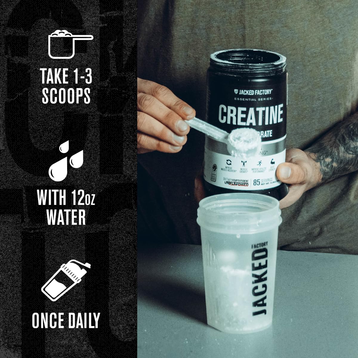 Poudre pure Jacked Factory Creatine Monohydrate sans additifs