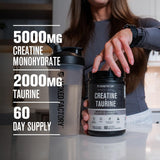 Étiquette Jacked Factory Creatine + Taurine montrant les ingrédients et valeurs.