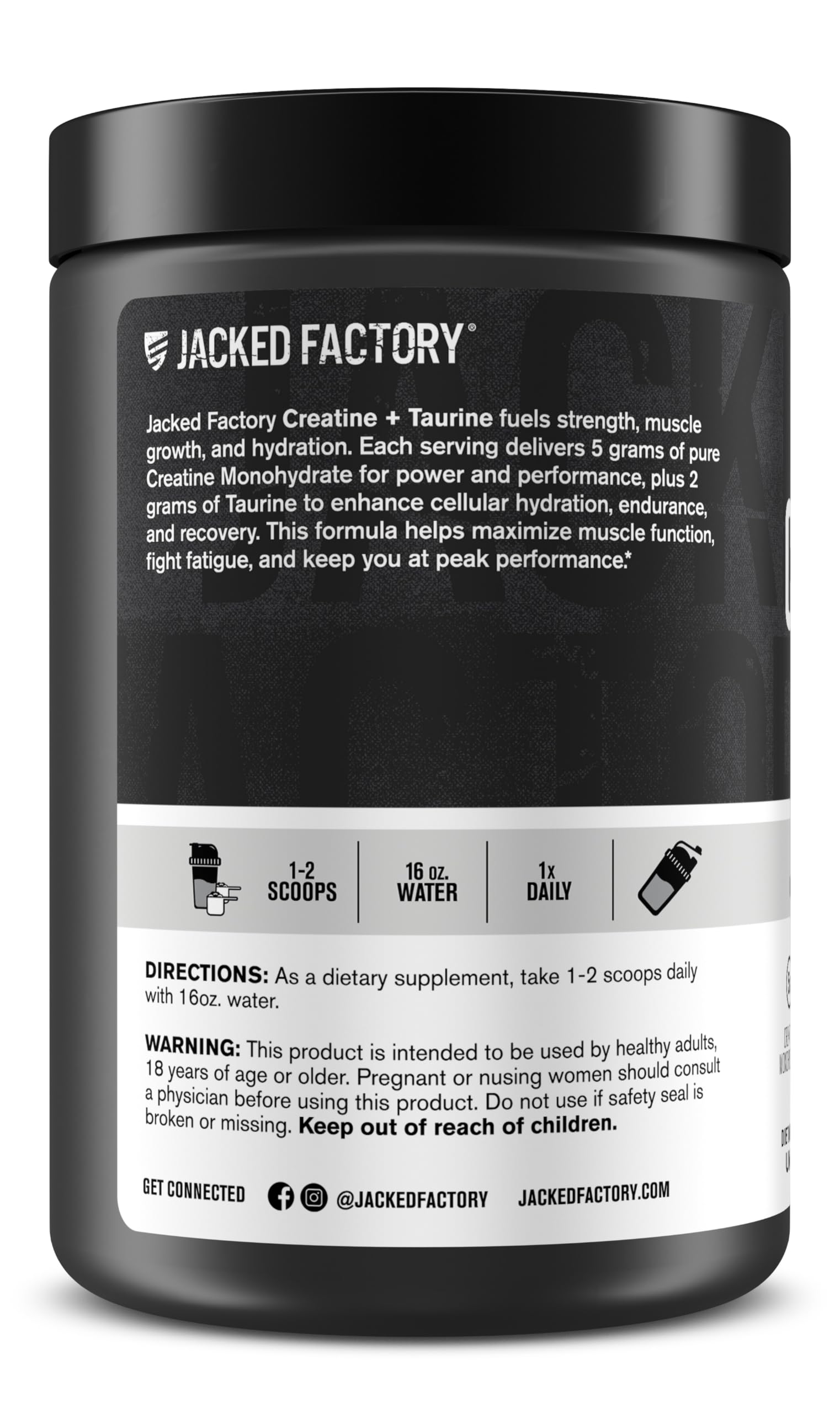 Montage sportif mettant en avant la polyvalence de Jacked Factory Creatine + Taurine.