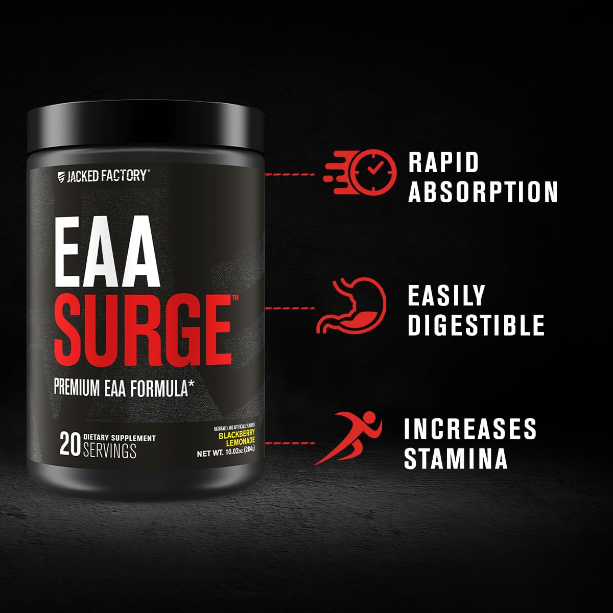 Jacked Factory EAA Surge — Doseur montrant la portion, dosage pratique pendant l’effort.